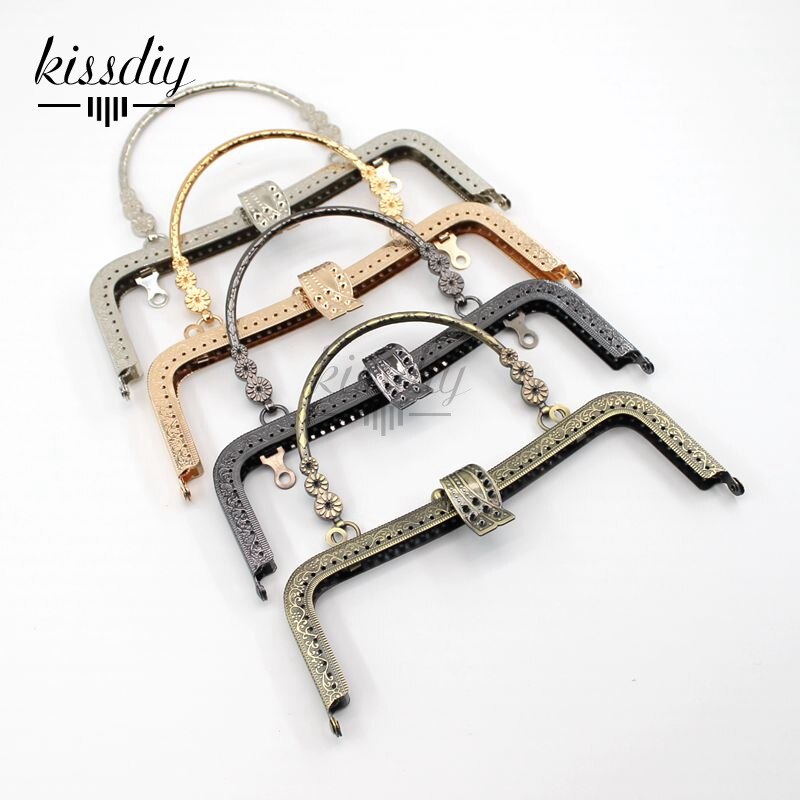 KISSDIY-Marco de Metal Vintage para bolso, accesorio para bolso con asa de cierre, Bronce Antiguo, plata, dorado, beso, 20,5 cm, 3 unids/lote: Mix color 4pcs