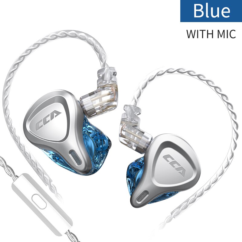 Cca csn 1ba + 1dd hybrid-ohrhörer mit geräuschunterdrückung, in-ear-kopfhörer, monitor-kopfhörer, hifi-headset für kz zsn pro, zsx  zs10 pro, zax: Blau mit mikrofon