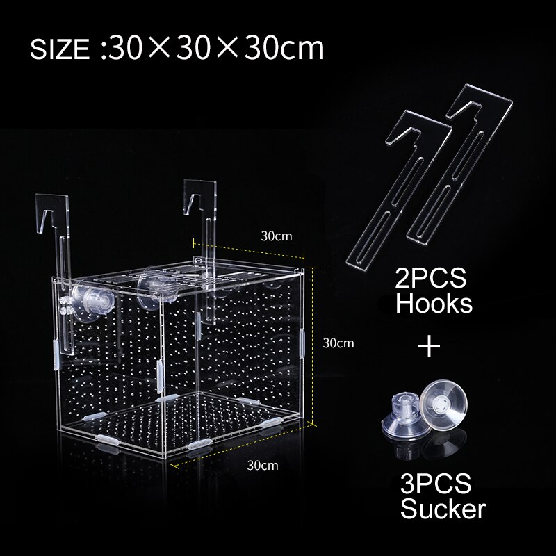 Aquarium fish tank isolation box fish breeding box transparent acrylic hatching box protection turtle fry 10*10*10CM: 30X30X30