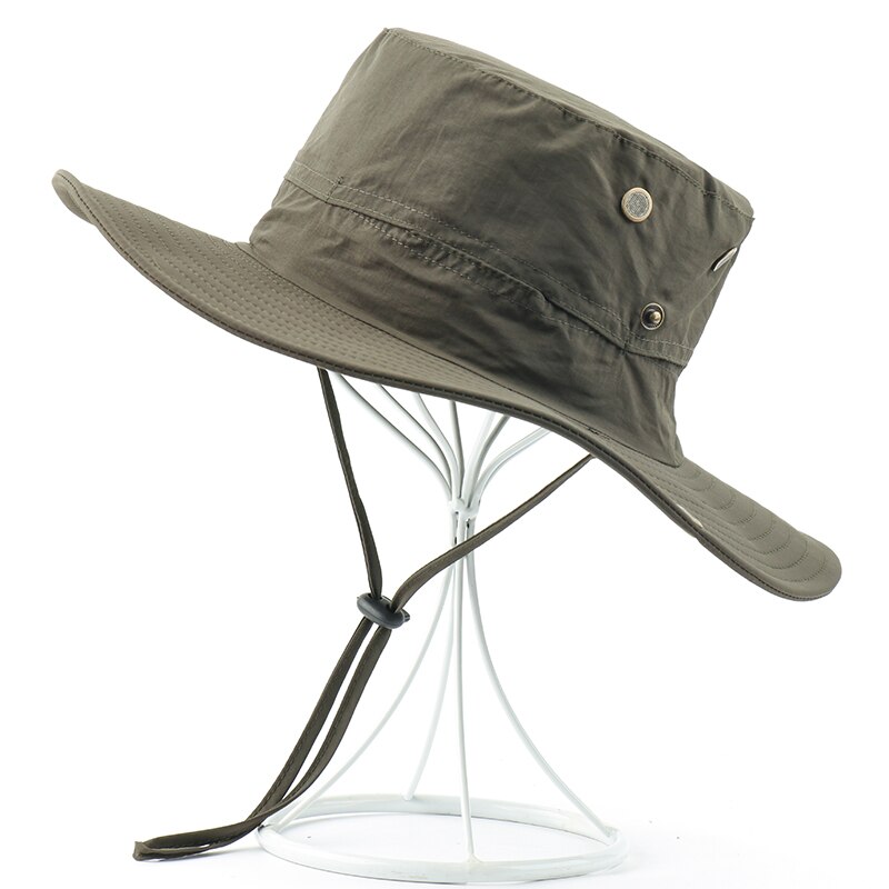 CAMOLAND Waterproof Boonie Hat For Men Outdoor Fishing Hats Wide Brim UV Protection Beach Caps Women Breathable Sun Bucket Hat: Army Green