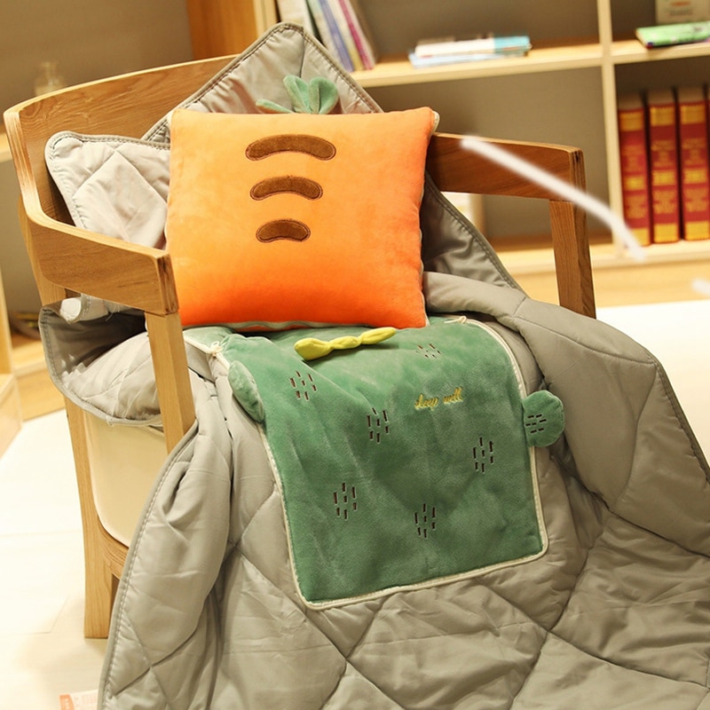 Kussen met dubbele functie fruitkussen quilt donkergroen cactus dutje kussen cartoon multifunctioneel auto kussen kantoor kussen deken