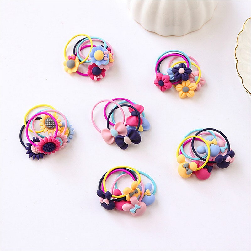 20 pièces/lot nouvelle boîte emballé filles mignon dessin animé élastique bandes de cheveux chapeaux chouchous bandes de caoutchouc bandeaux accessoires de cheveux