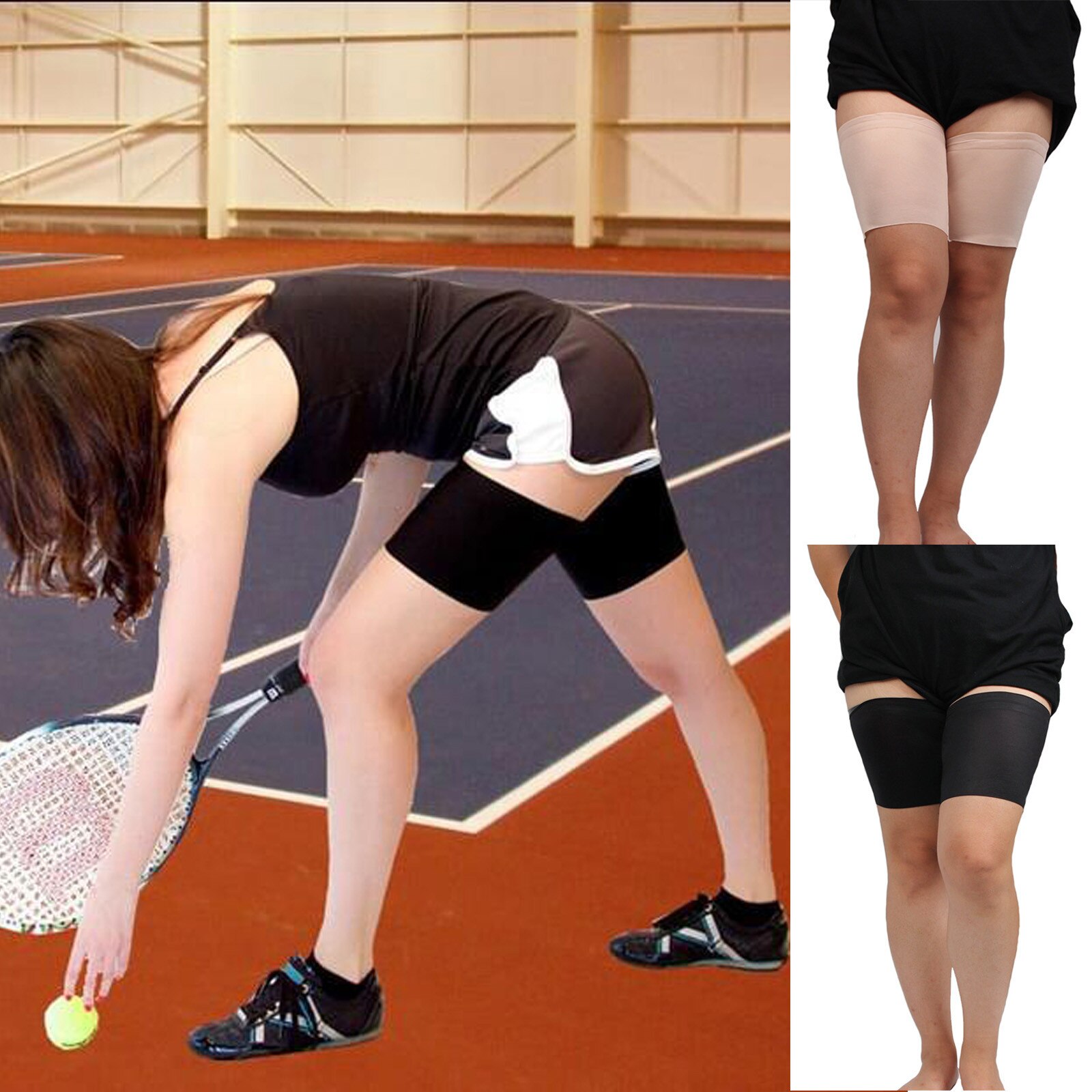 Sportleggings, rutschfeste silikonsocken, dehnbare, flache oberschenkelstulpen, große größen, reibungsarme beinstulpen, beinstulpen