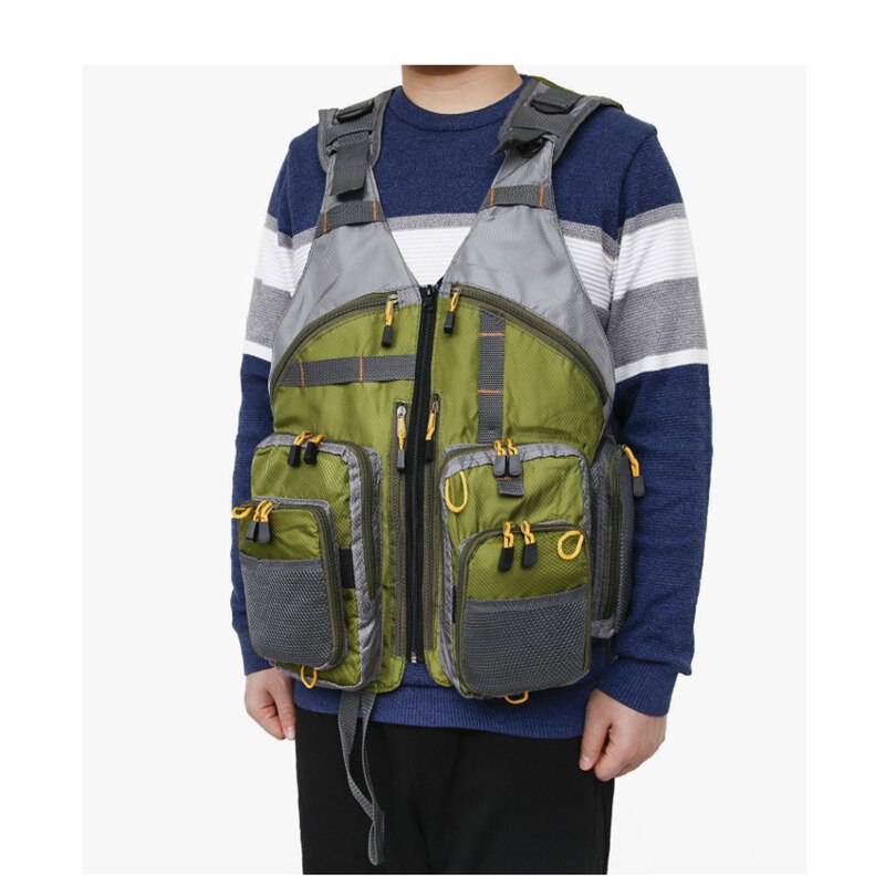 Men's Fly Fishing Vest Adjustable Size Multiple Pockets Bass Fishing Mesh Backpack For Men And Women