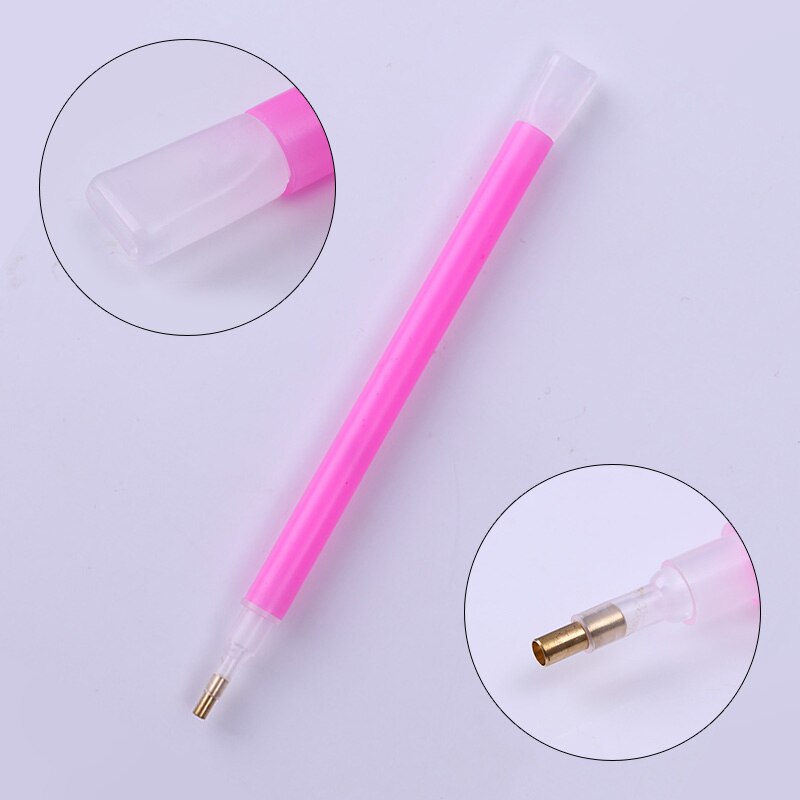 5Pcs Dual-Ended Nail Rhinestone Picker Set Roze Gem Picker Pen Puntjes Manicure Professionele Nail Art Tool