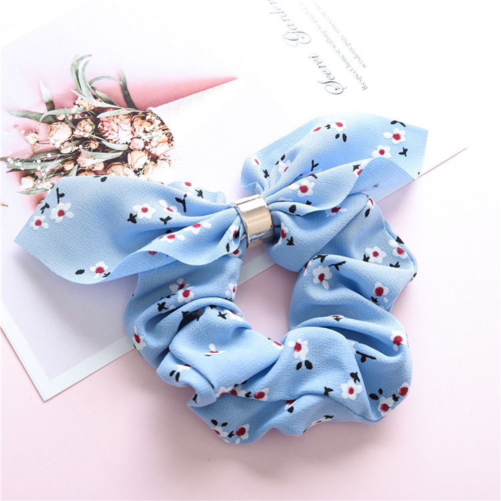 Kvinnor håraccessoarer hår scrunchie rosetter hästsvanshållare hårband godis färg rosett knut scrunchy flickor hårslipsar: Blått tryck