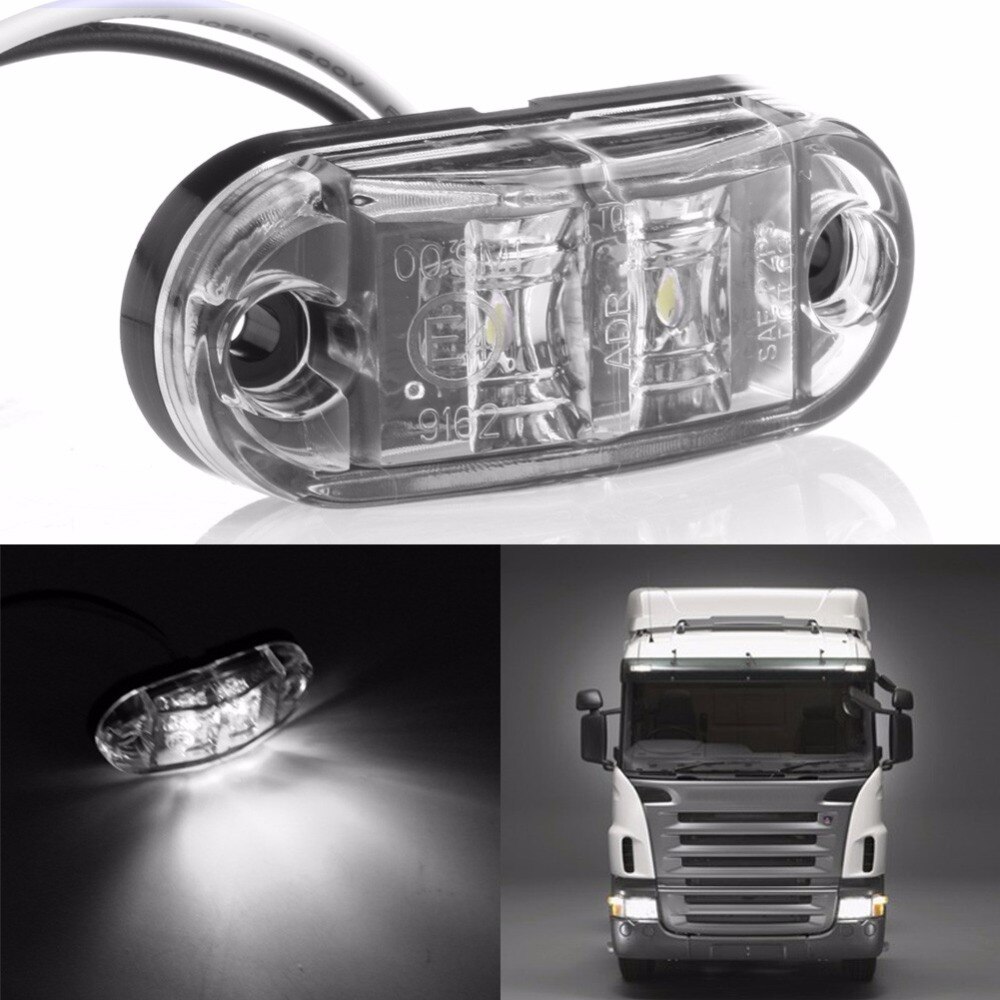 1 PC White 2LED Side Marker Clearance Light Lamp Car Truck Trailer Caravan 10-32V