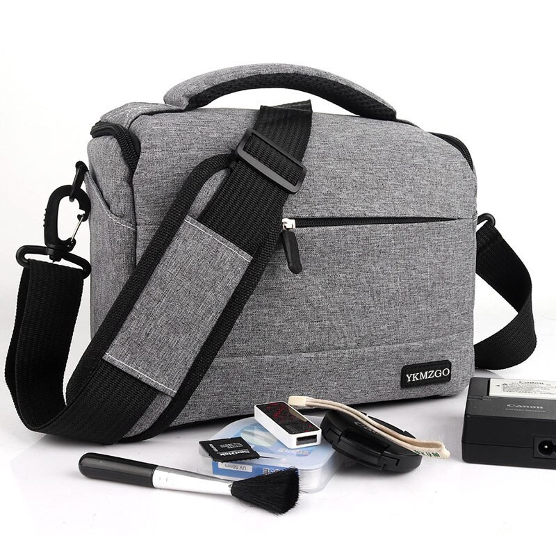 DSLR Camera Bag Polyester Shoulder Bag Camera Case For Canon Nikon Sony Lens Pouch Bag Waterproof Photography Photo Bag: Gray