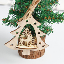 Sneeuwvlok Houten Embellishments Rustieke Vrolijk Kerstboom Opknoping Ornament Hanger Xmas Decoraties voor Huis