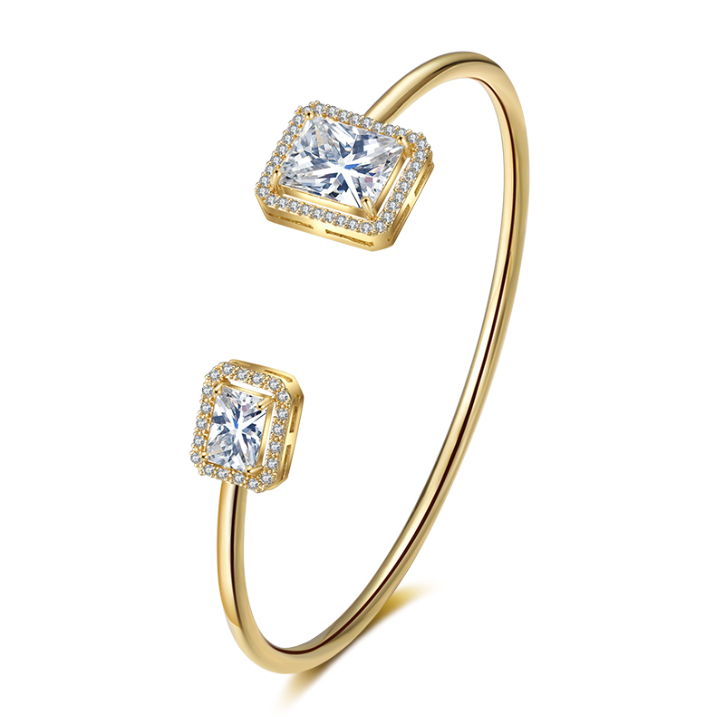 Luxus Geometrie Gold Farbe Manschette Armreifen Für Frauen Zirkonia Armbänder eins Party Alltag Schmuck.: Hellgelb Gold Farbe