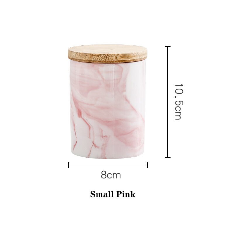 Ceramic Fresh-keeping Sealed Jar Bean Sugar Tea Coffee Storage Container Household Food Storage Box Kitchen Organization Tools: 8 x 10.5cm Pink