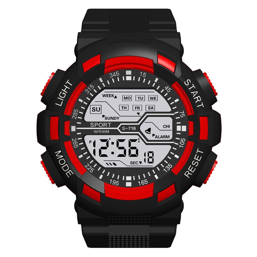 Mode Mannen Sport Elektronische Digitale Horloge Groot Scherm Sport Horloge Voor Man Multifunctionele Outdoor Waterdichte Horloge