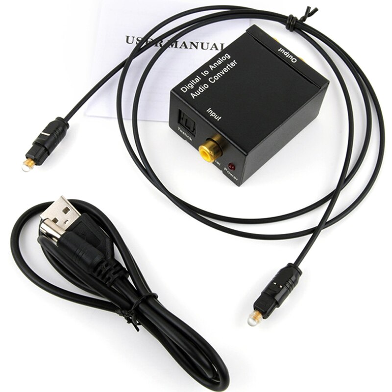 Portable 3.5Mm Jack Coaxiale Optische Vezel Digitaal Naar Analoog Audio Aux Rca L/R Converter Spdif Digitale Audio decoder Versterker
