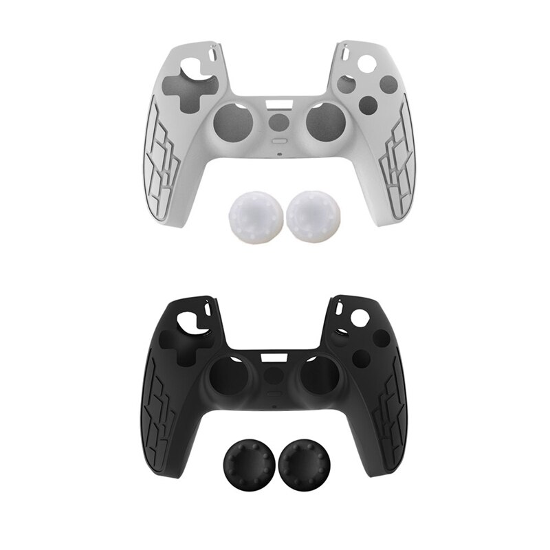 2 Set Gamepad Beschermhoes Siliconen Cover Grip Case Beschermende Voor PS5 Joystick Game Controller Case, Wit & Zwart: Default Title