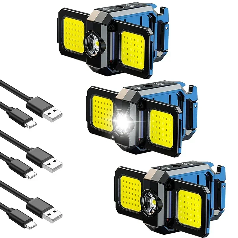 Mini-zaklamp sleutelhangerlicht COB-werklamp USB oplaadbare lamp met 90 ° Opvouwbare zijlichten Superheldere draagbare lantaarns: green