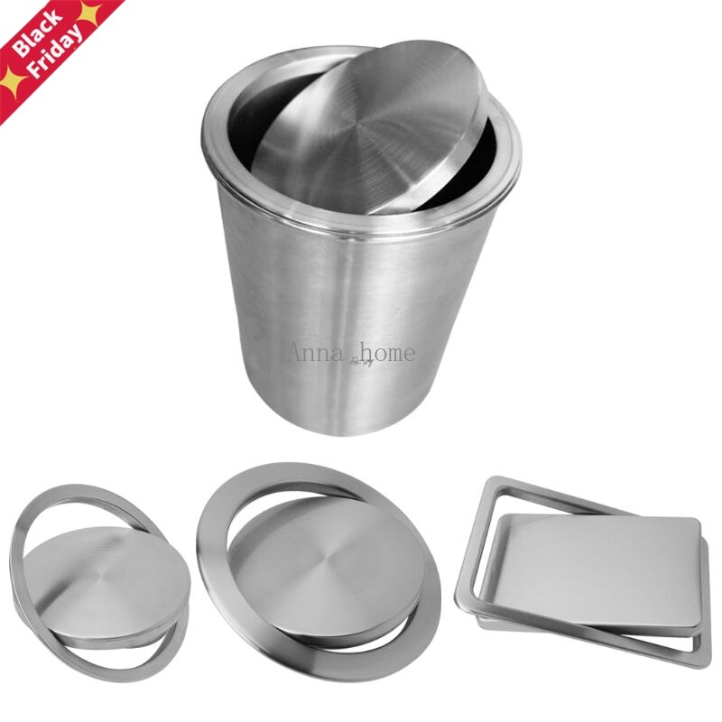 Stainless Steel Flush Recessed Built-in Balance Swing Flap Lid Cover Trash Bin Garbage Can Kitchen Counter Top