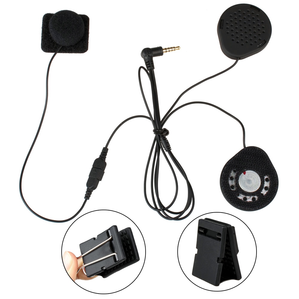 Fodsports  t9- s intercom hovedtelefon hård og blød ledning med headset klip universal hjelm headset øretelefon stereomusik