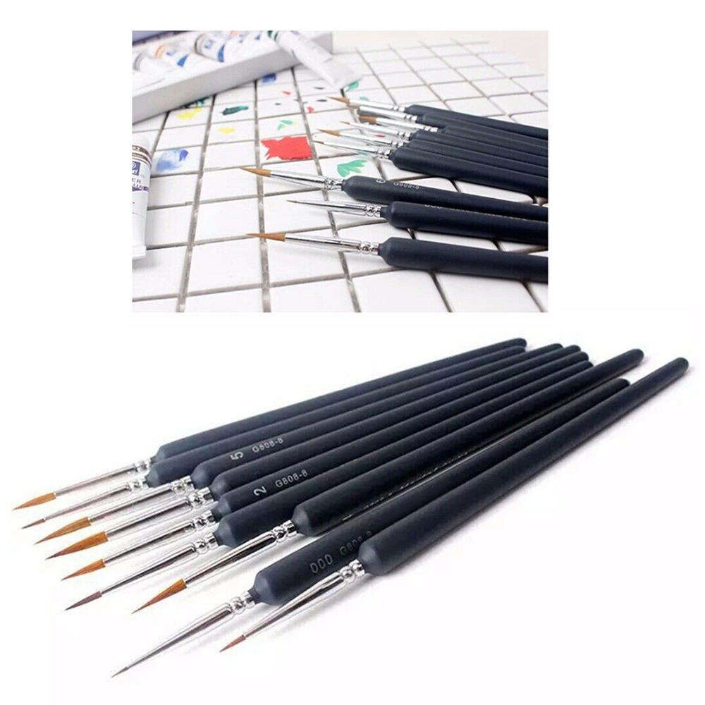 9pc Weasel'S Hair Brush Nail Art Tool Pen Watercolor Gouache Paint Oil Painting For Beginners & Artists Brush