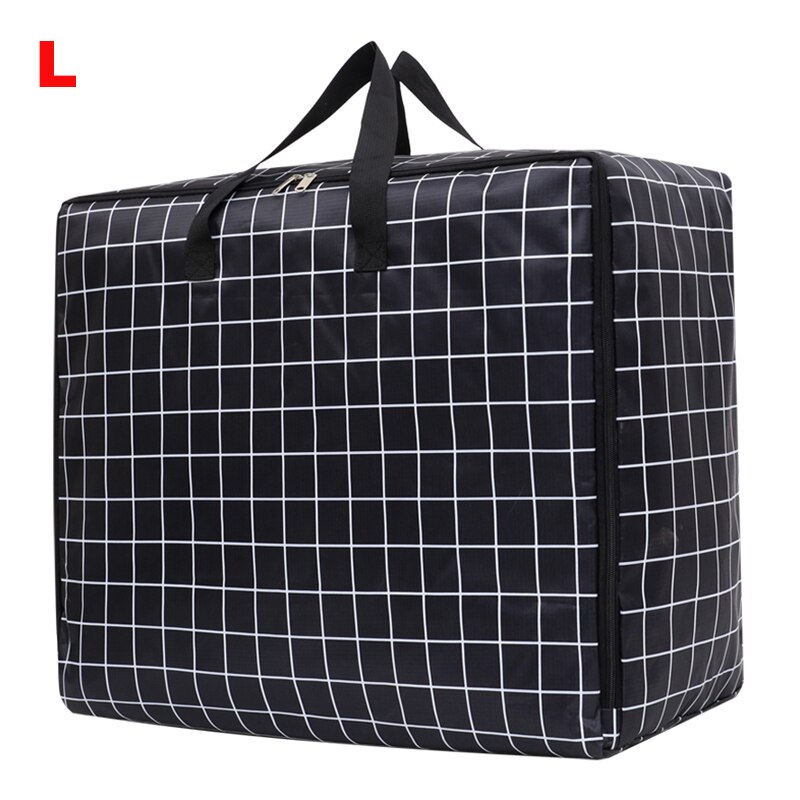 Bolsa de equipaje impermeable, plegable, lavable a máquina, bolsas de almacenamiento de ropa de viaje con cremallera, bolso grande de viaje, bolsa de lona de portátil: Black L