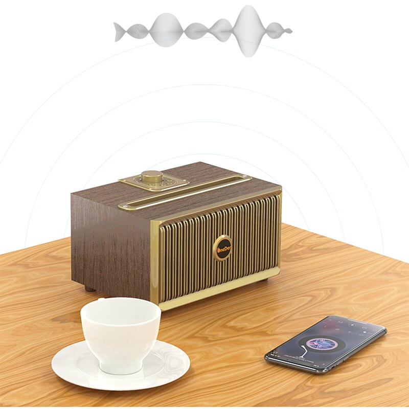 Altavoz inalámbrico con bluetooth para el hogar, altavoz retro clásico de madera, caja de sonido de de sonido súper alta, soporte para muebles de escritorio