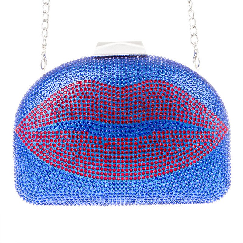 Diamant Avond Clutch Bags Bling Lip Bruiloft Portefeuilles Met Ketting Keten Cross Body Bags MN1647