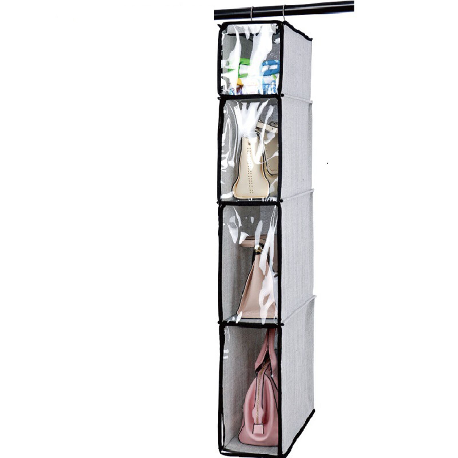 3/4 Pockets Shelf Tote Rack Bag Clear Hanging Purse Handbag Organizer Storage Holder Wardrobe Closets Homewares #t2g: D