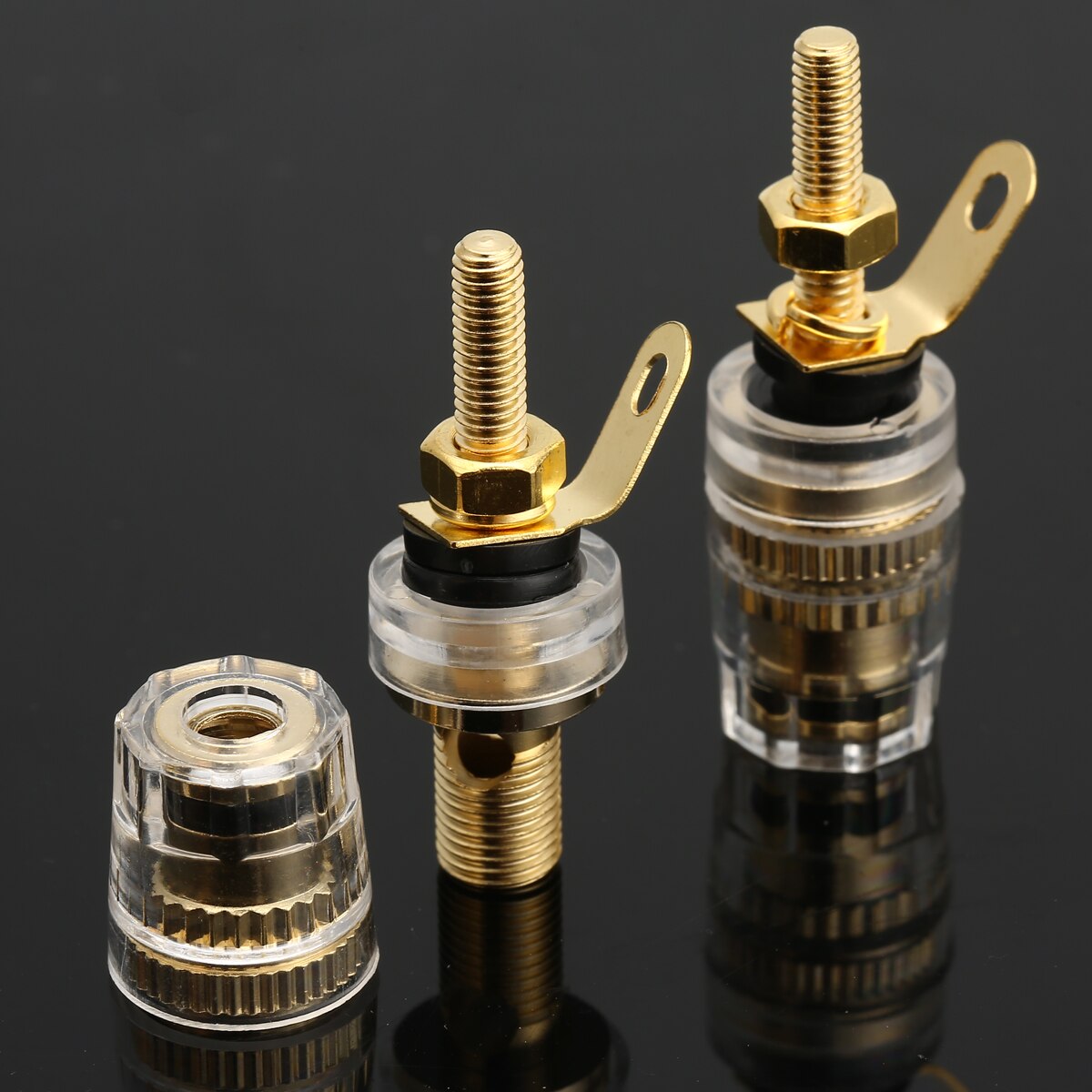 8pcs/lot 42mm Gold Plated Speaker Terminal Binding Post Amplifier Connector Suitable for 4mm Banana Plug