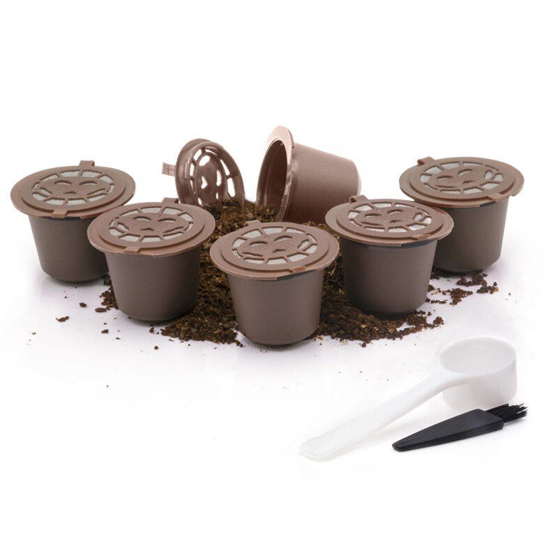 3 pces filtro de café 20ml reutilizável recarregável café cápsula filtros para nespresso com colher escova acessórios de cozinha