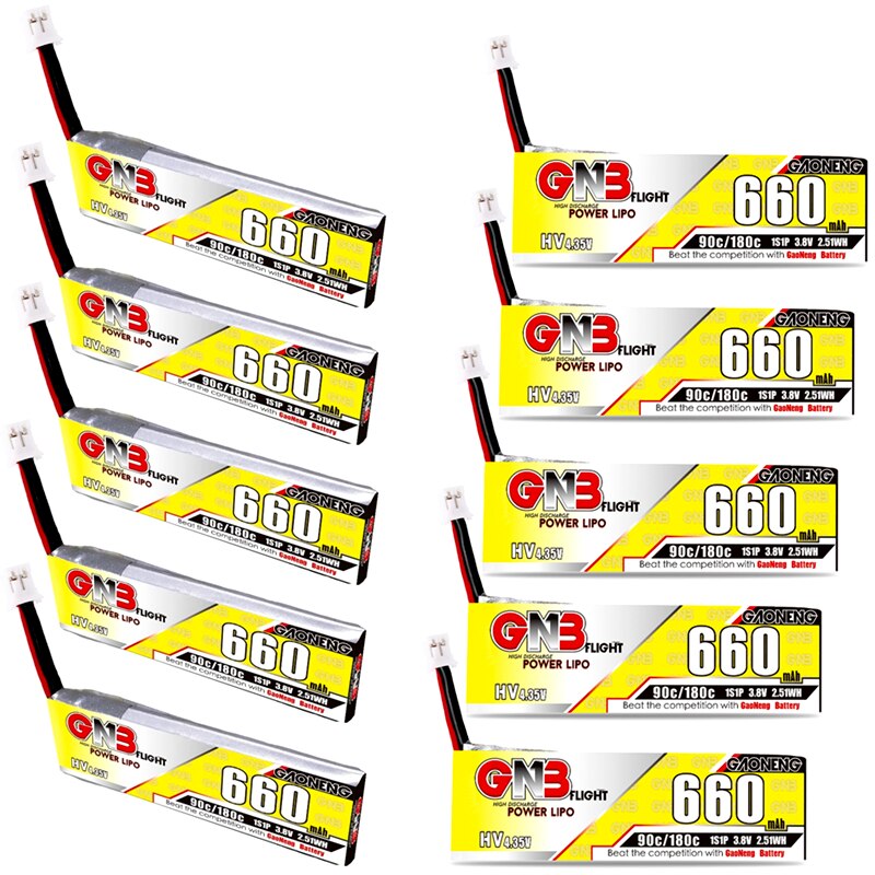 1-10 stk. gaoneng gnb 660 mah 3.8v 1s 90c/180c hv 4.35v lipo-batteri med  ph2.0 plugger til emax tinyhawk king kong ldarc tiny 7: 10 stk