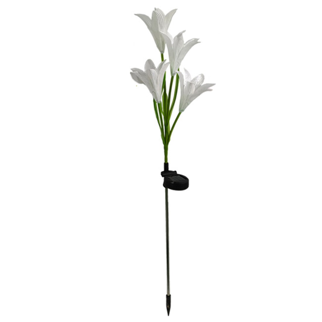 Solar Lily Flower Light Stake Solar Garden Lily Light Solar Flowers Backyard Decorative Light with 4 Flowers - Purple/White/Red: White