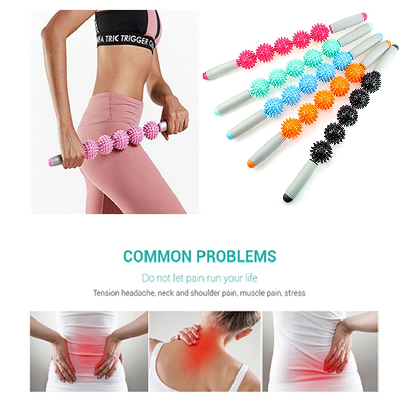 Muscle rouleau massage roller stick Trigger point gym yoga cushion kit Pilates back roller training fitness roll accessories