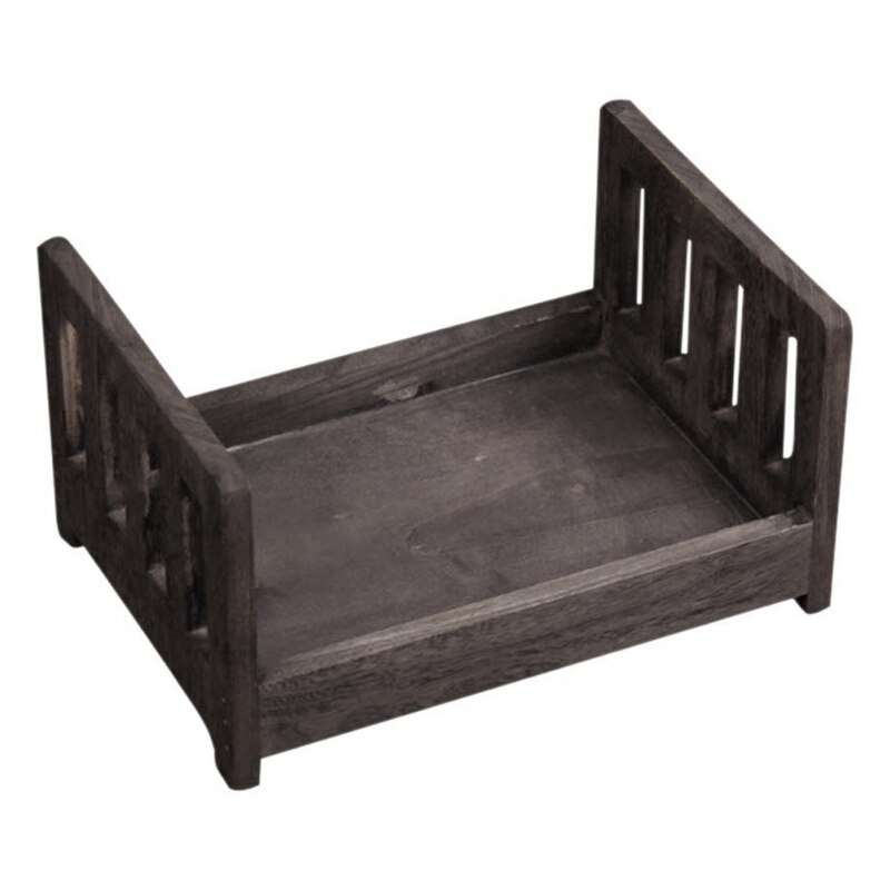 Accesorios de fondo para fotografía de recién nacido, cama desmontable de madera, accesorios para fotografía de bebé: Coffee