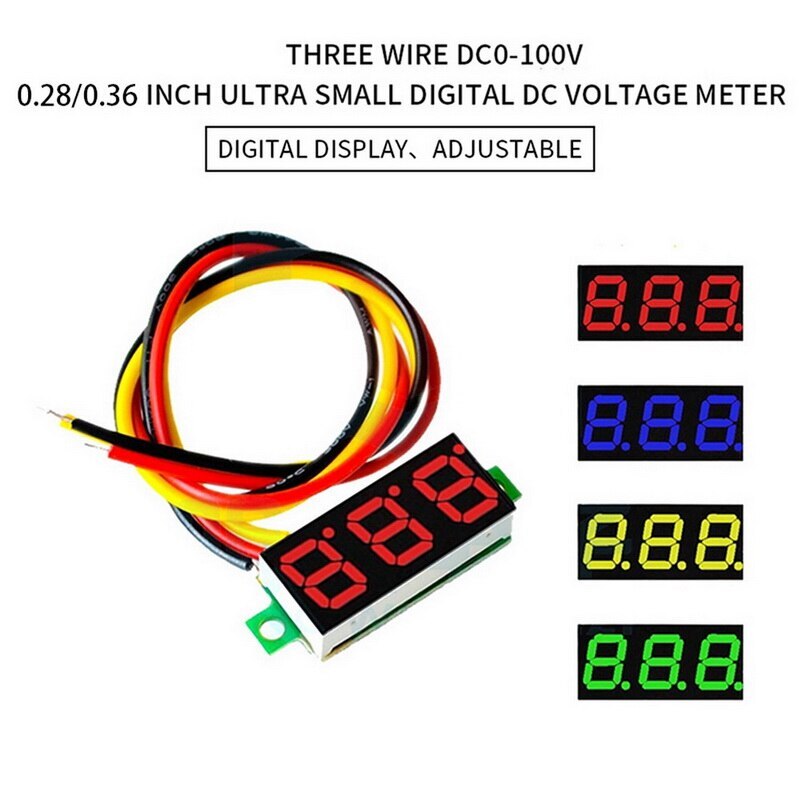 Mini Led Digitale Voltmeter Dc 4-30V 0.28 Inch 3 Draads Dc 0-100V Volt Voltage meter Gauge Tester Led Display