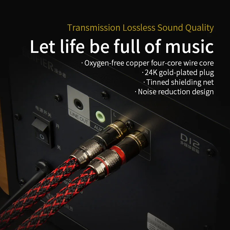 TODN 1 pair RCA audio cable 2 RCA to 2 RCA Interconnect Cables HIFI Stereo 4N OFC Male to Male For Amplifier DAC TV car audio