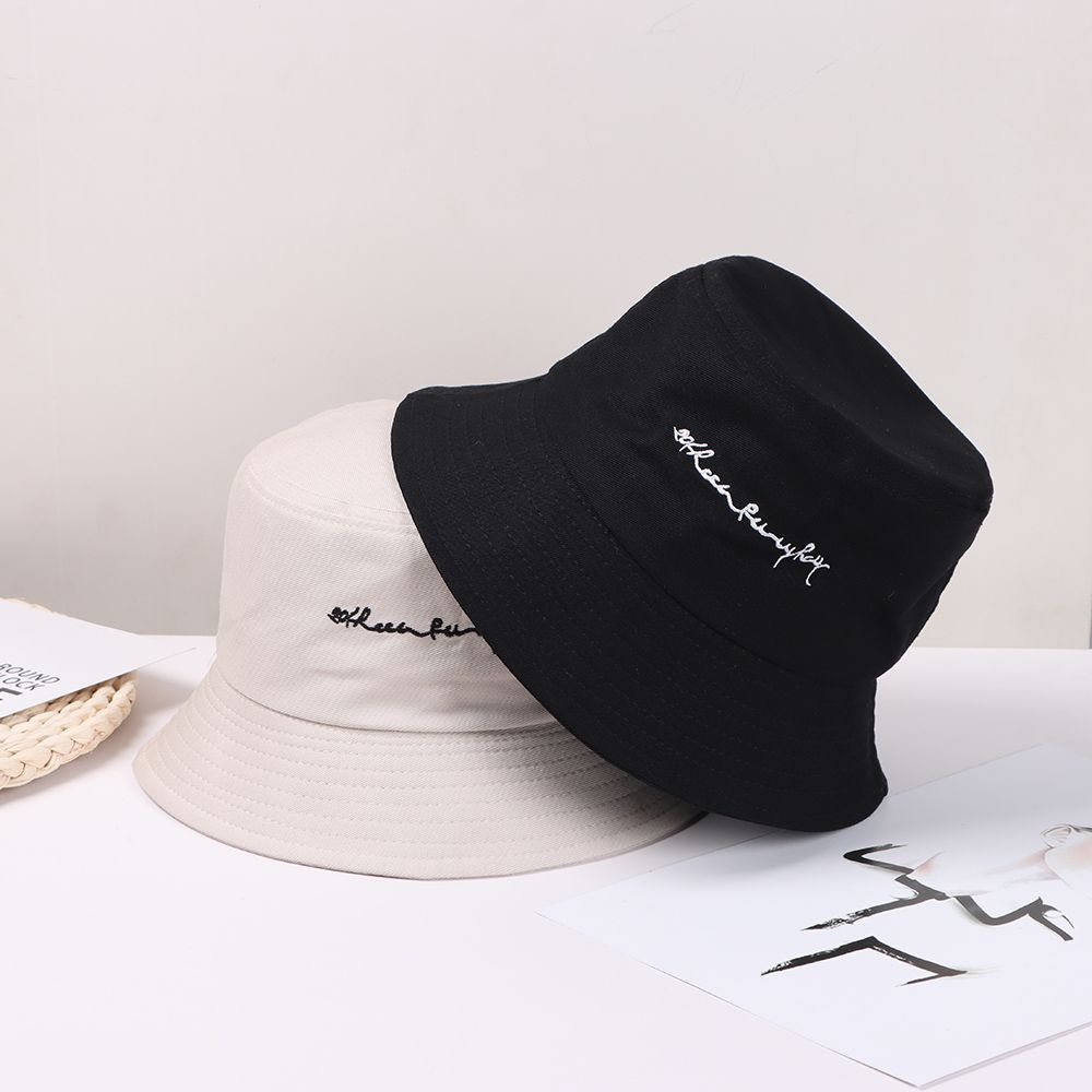 Sombrero de pescador estilo callejero para hombre y mujer, gorro de pescador con bordado de letras en inglés, estampado de letras, protección solar