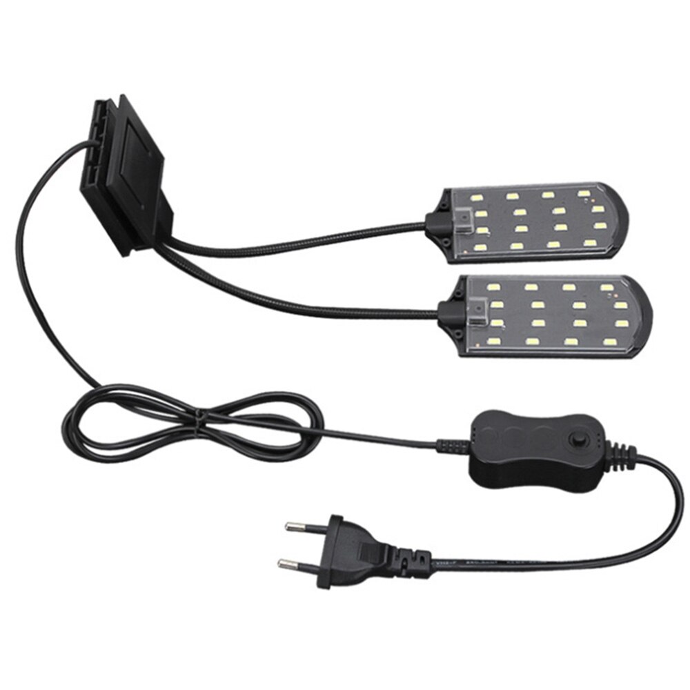 LED Double Head Aquarium Fish Tank Light 15W 32 LED Aquarium Planted Clip Lamp White LED Lighting