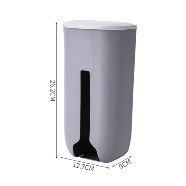 Kitchen Grocery Plastic Bag Holder Dispenser Wall Mount Garbage Bag Holder Refillable Trash Bag Saver Kitchen Organizer: Gray