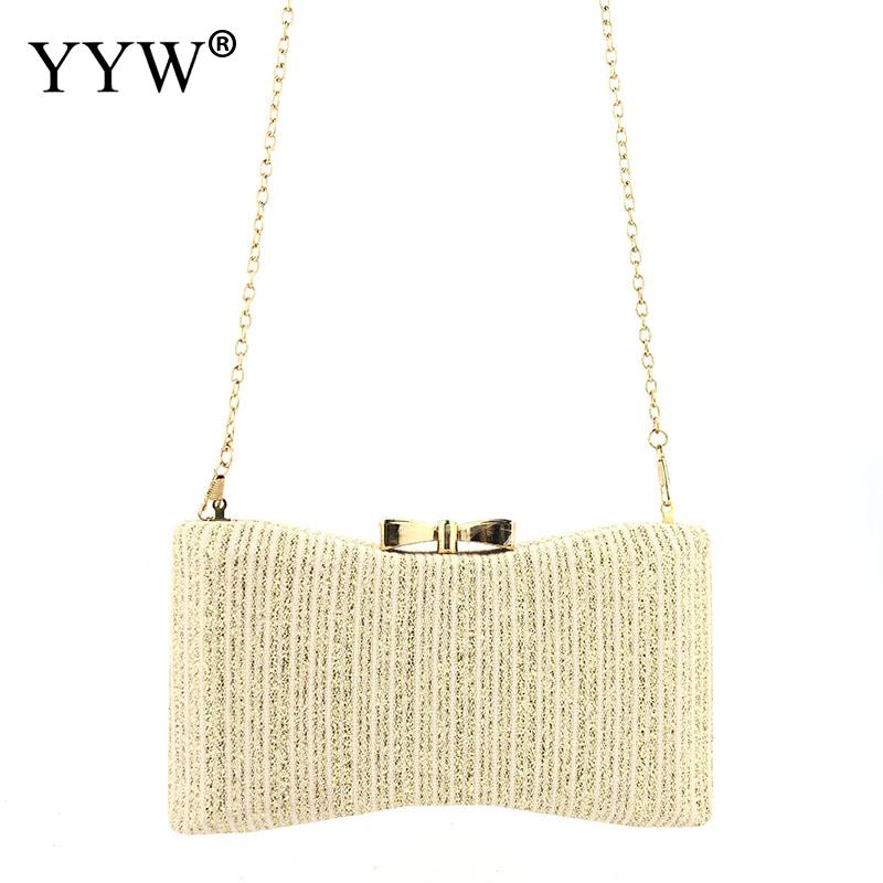 Gold Bogen Frauen Kupplung Tasche Gold Kette Pochette Femme Abend Party Handtasche Hochzeit Geldbörse Für Hochzeit Prom Cocktail Party Braut
