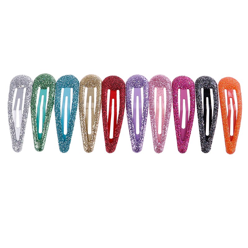 10pcs Snap Haar Clips Glitter Haarspelden voor Kinderen Kids Haar Clip Pins voor Baby Meisjes Haar Accessoires Leuke metalen Haarspeldjes: Default Title