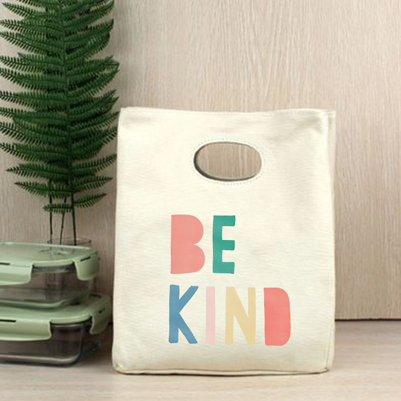 Bądź miły Rainbow funkcjonalne Cooler torby na Lunch przenośna ocieplana z płótna pojemnik Bento Totes termiczna jedzenie na piknik pokrowiec torebka: Q00784-TBBG-C