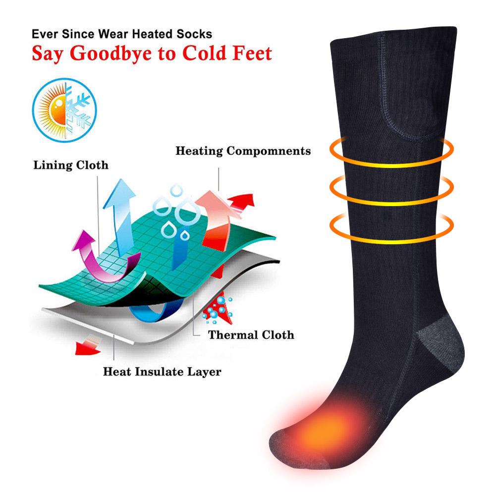 Chaussettes de Ski chauffantes électriques, avec 3 Modes de chauffage, chaussettes thermiques et bas pour l'équitation et le Ski en hiver, chauffage Rechargeable