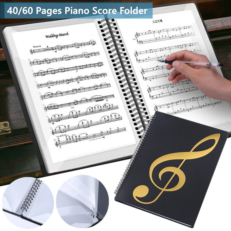 40/60 Pagina &#39;S Multi-layer Muziek Score Coil Map Praktijk Piano Vellen Papier Document Organizer