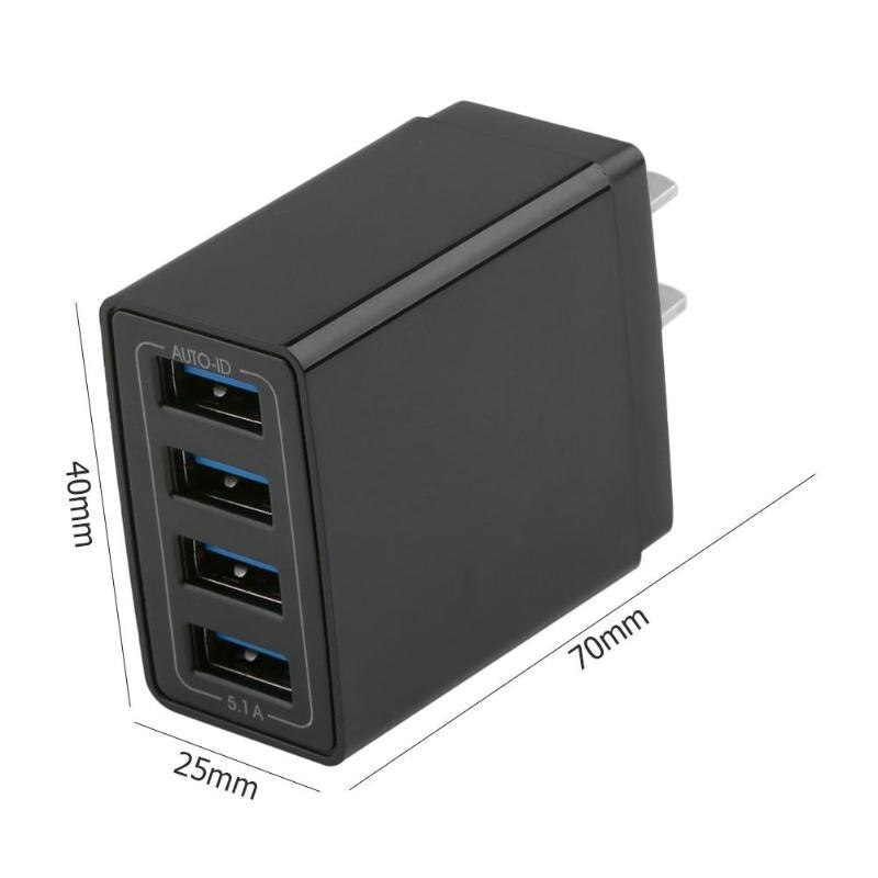 4 Poorten Usb Charger Adapter 5V Eu Plug Mobiele Telefoon Universele Usb Travel Charger Met Indicatielampje Mobiele Telefoon accessoires