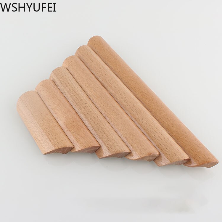 2 Pcs/lot Kitchen Cabinet Furniture Wardrobe Handles Natural Solid Wood Knobs and Handle Dresser Drawer Door Pulls Hardware