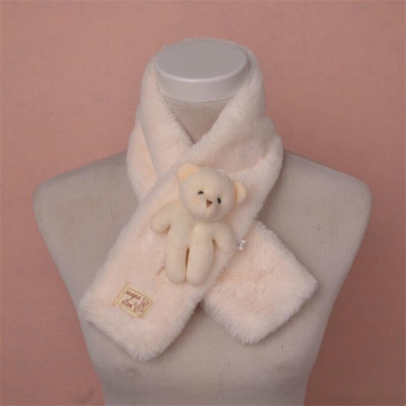 Efterår vinter efterligning kanin hår børnetørklæde baby drenge piger plys lille bjørn hals varme tørklæder ren farve