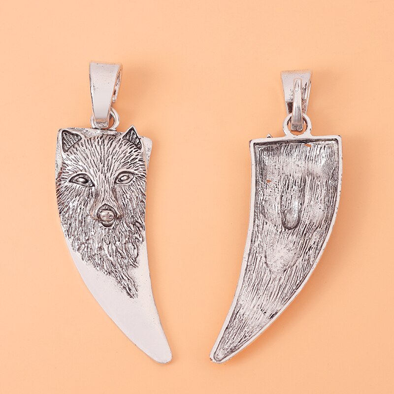 5 pieces/lot large wolf head tooth teeth shape tibetan silver charms pendants for necklace jewelry making accessories