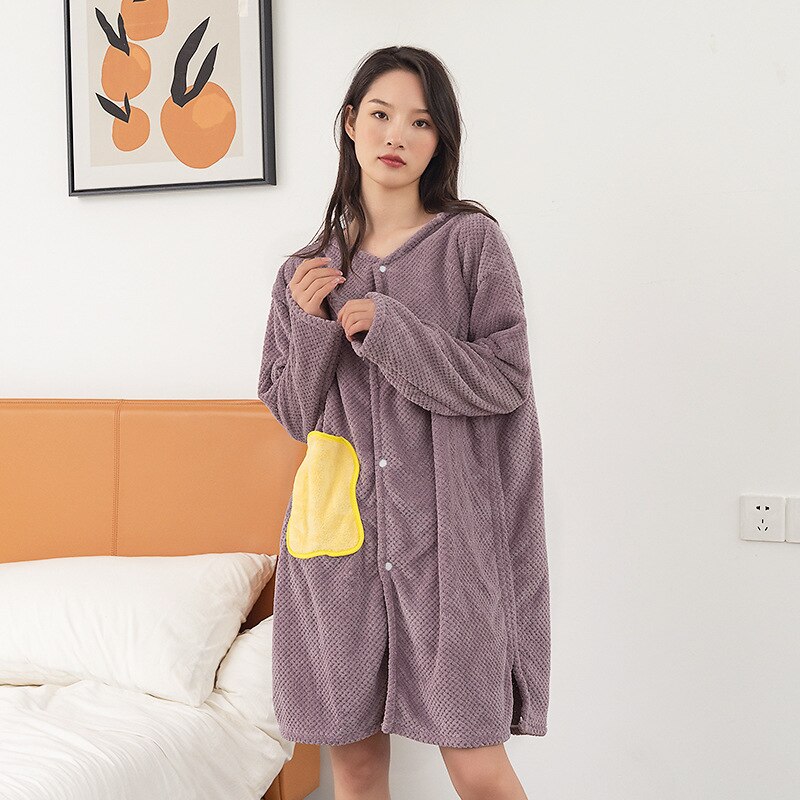 Wearable Bath Towel Women Household Hooded Cloak Microfiber Bathrobe Home Clothes Bathroom Towel Wrap Dress Pink Beach Towels: Purple
