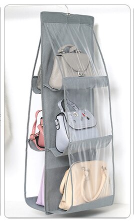 3 Lagen 6 Pocket Opvouwbaar Opknoping Tas Opvouwbare Plank Bag Purse Handtas Organizer Deur Diverse Pocket Hanger Opslag Closet Hanger: gray