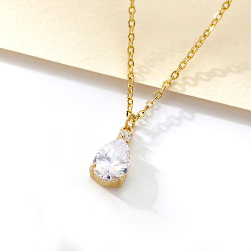 ICFTZWE kubisch Zirkon Wasser Tropfen Anhänger Halsketten Für Frauen Kristall Waterdrop Halskette Hochzeit Schmuck Zubehör