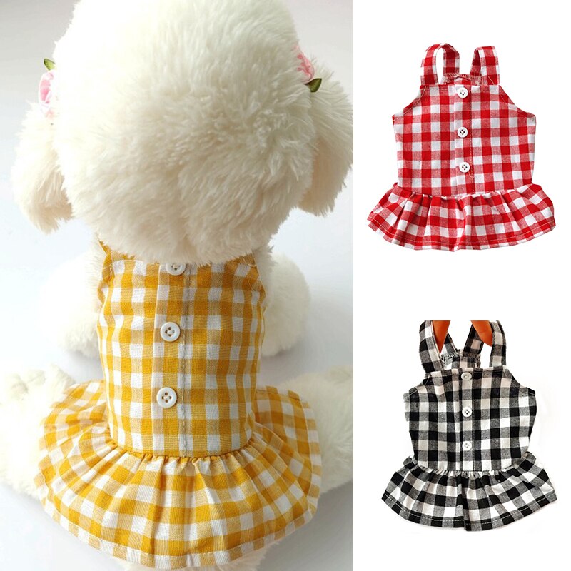 Plaid Huisdier Kleding Hond Kat Rok Teddy Bichon Chihuahua Kleine En Middelgrote Hond Jurk Katoen Doggie Jurk Kleding Voor Kleine honden
